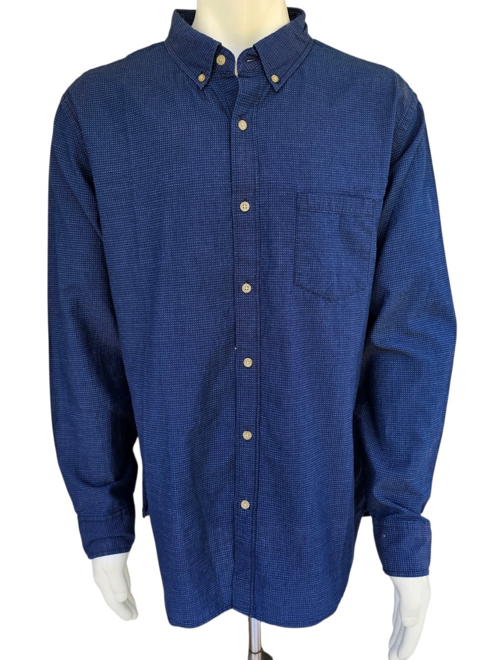 J Crew Shirt Mens XL Blue Micro Dot Button Down Long Sleeve Cotton Casual